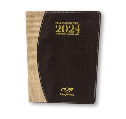 Diário Espiritual Luxo 2024 - A Bíblia no Meu Dia a Dia - Palha Bege - Dune Marrom