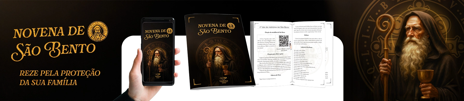 Banner principal Novena de São Bento Grátis: Proteção e Paz para sua Família | Canção Nova