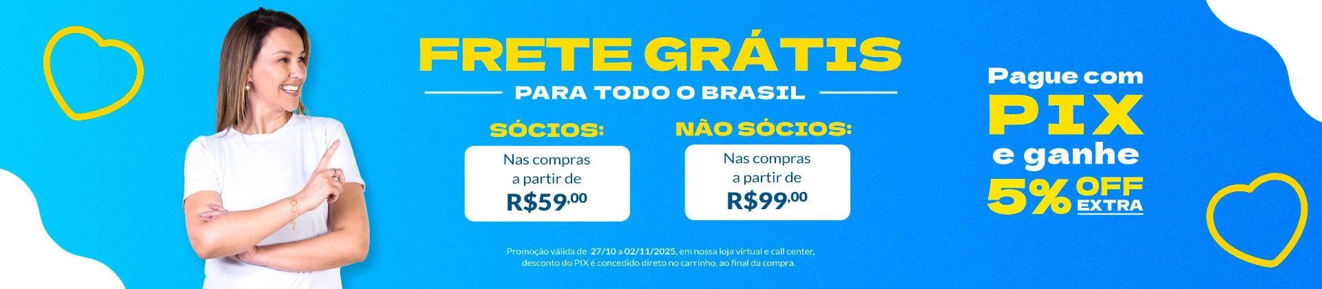 Banner principal frete grátis especial de campanha