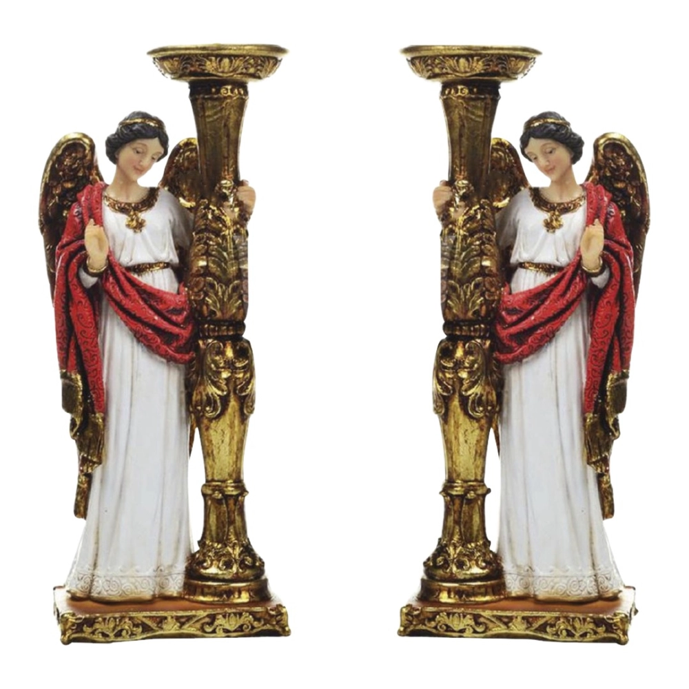 Anjo Candelabro Manto Vermelho - 24 cm Anjo Candelabro Manto Vermelho - 24 cm