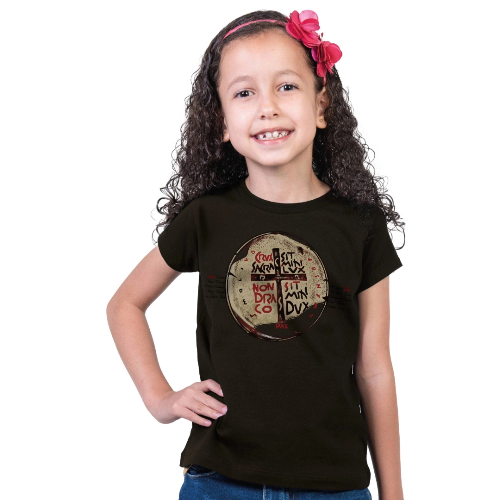 Baby Look Infantil Medalha das Duas Cruzes - Cacau