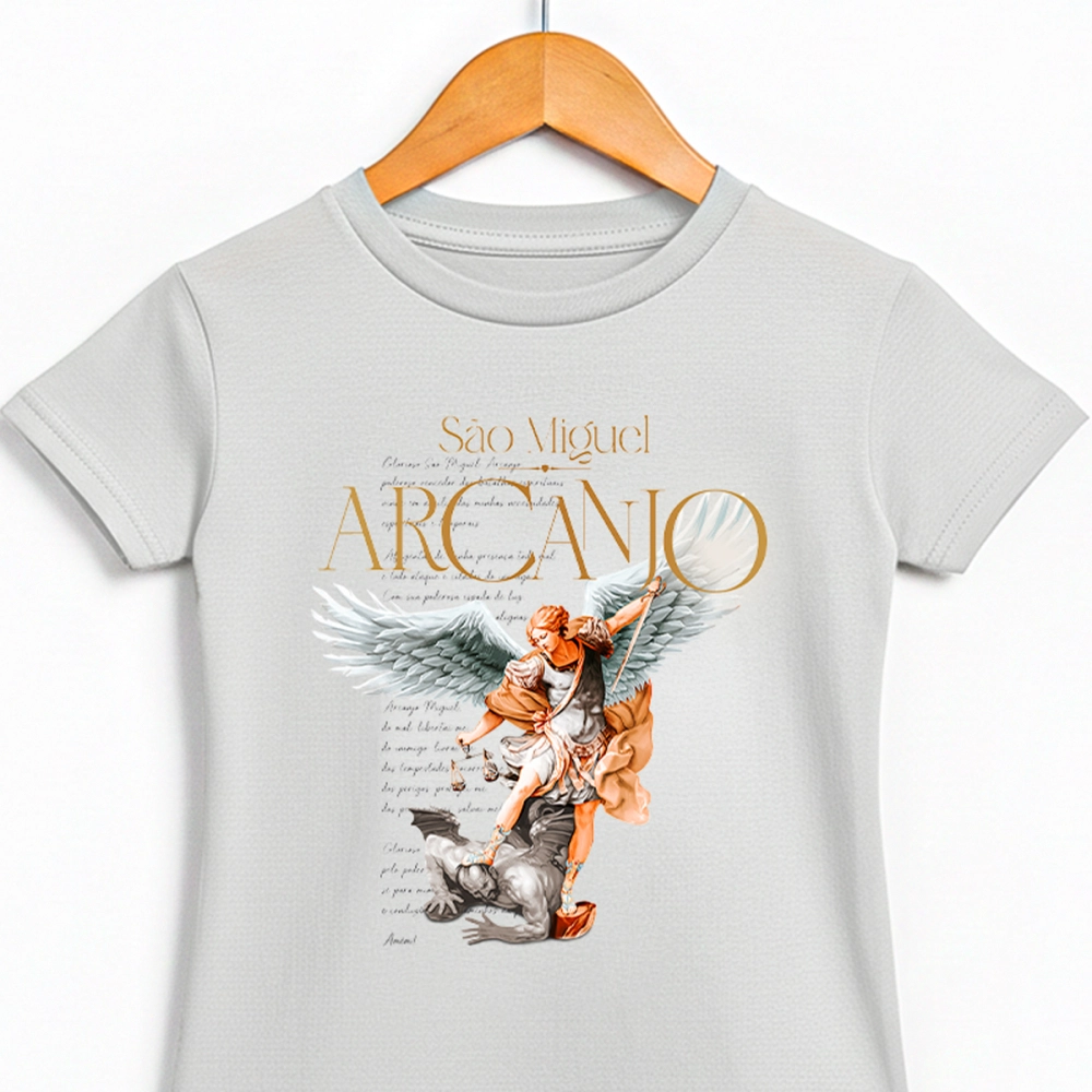 Baby Look Infantil São Miguel Arcanjo - Cinza Cloud