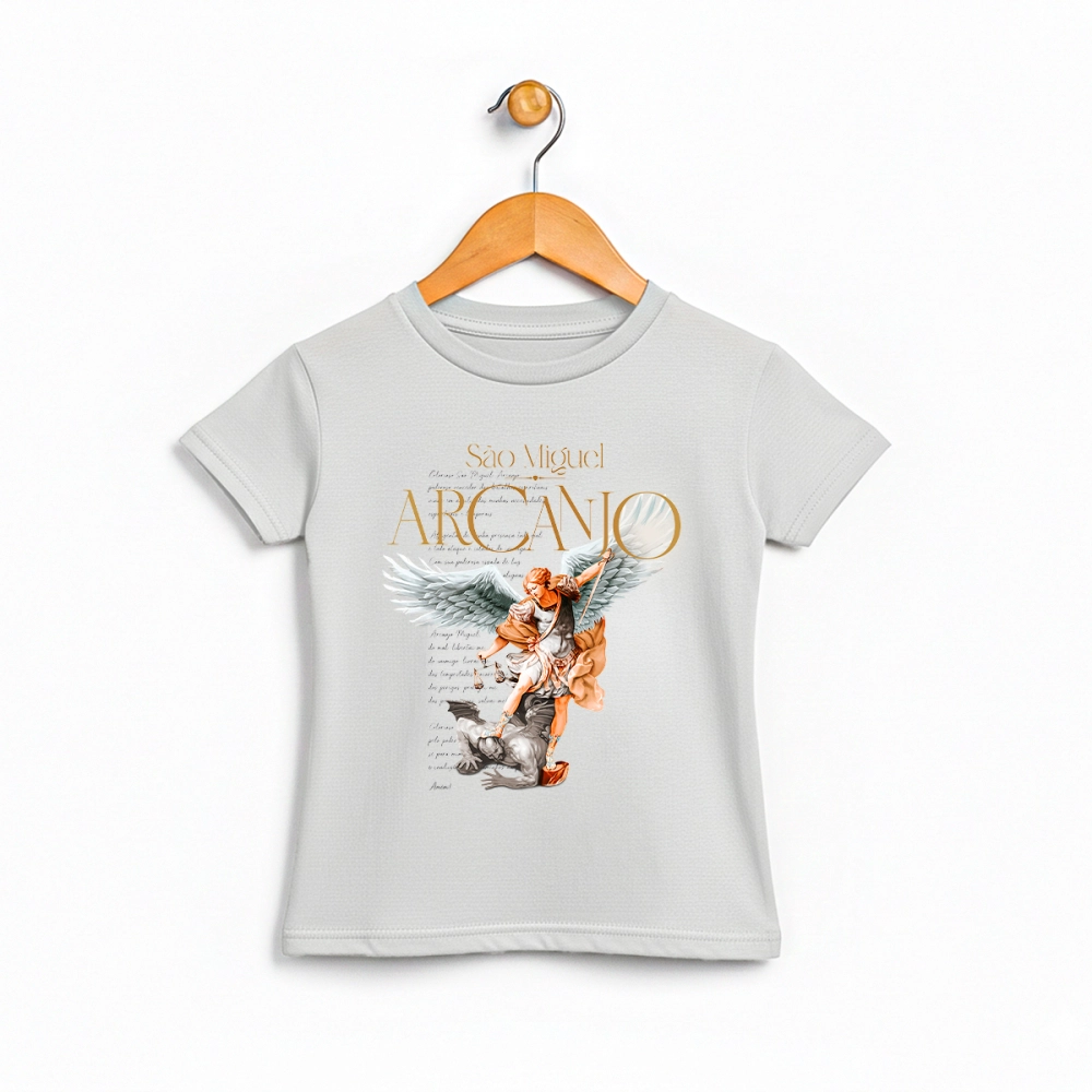 Baby Look Infantil São Miguel Arcanjo - Cinza Cloud