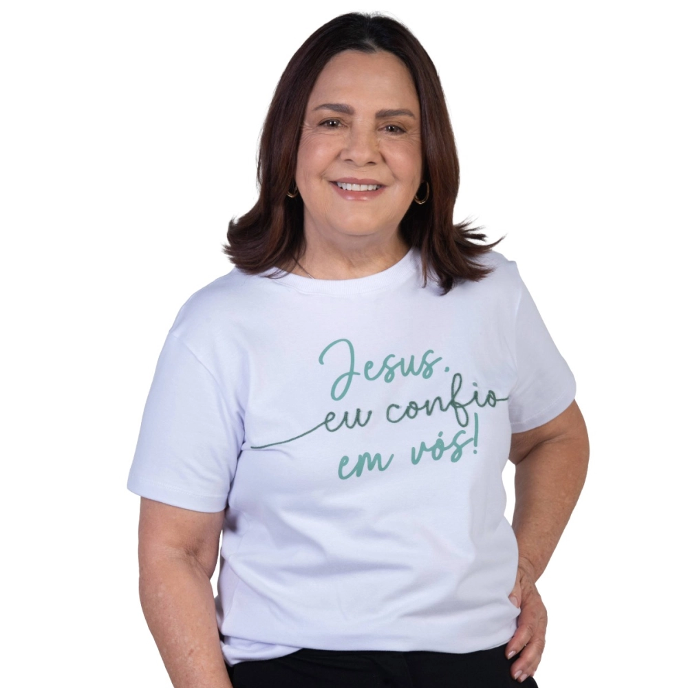 Baby Look Jesus, Eu Confio em Vós - com Bordado Baby Look Jesus, Eu Confio em Vós - com Bordado