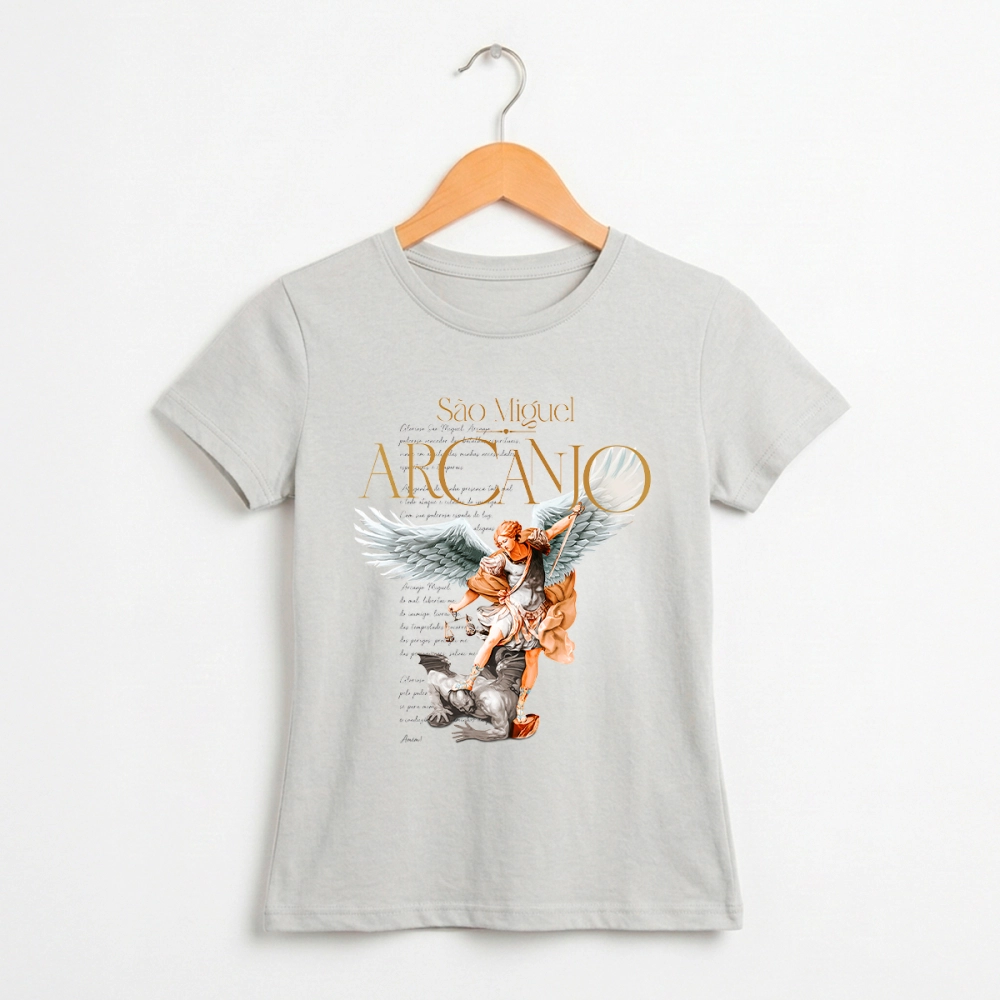 Baby Look Juvenil São Miguel Arcanjo - Cinza Cloud