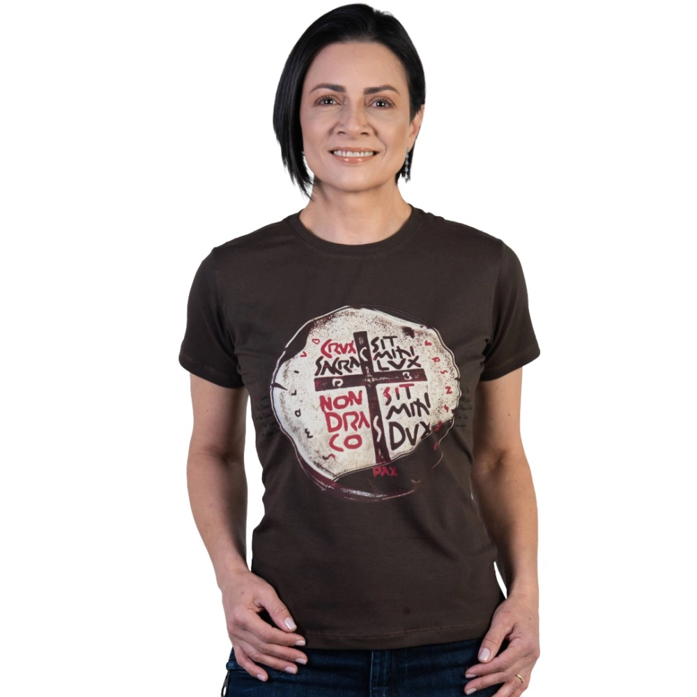 Baby Look Medalha das Duas Cruzes - Cacau Baby Look Medalha das Duas Cruzes - Cacau