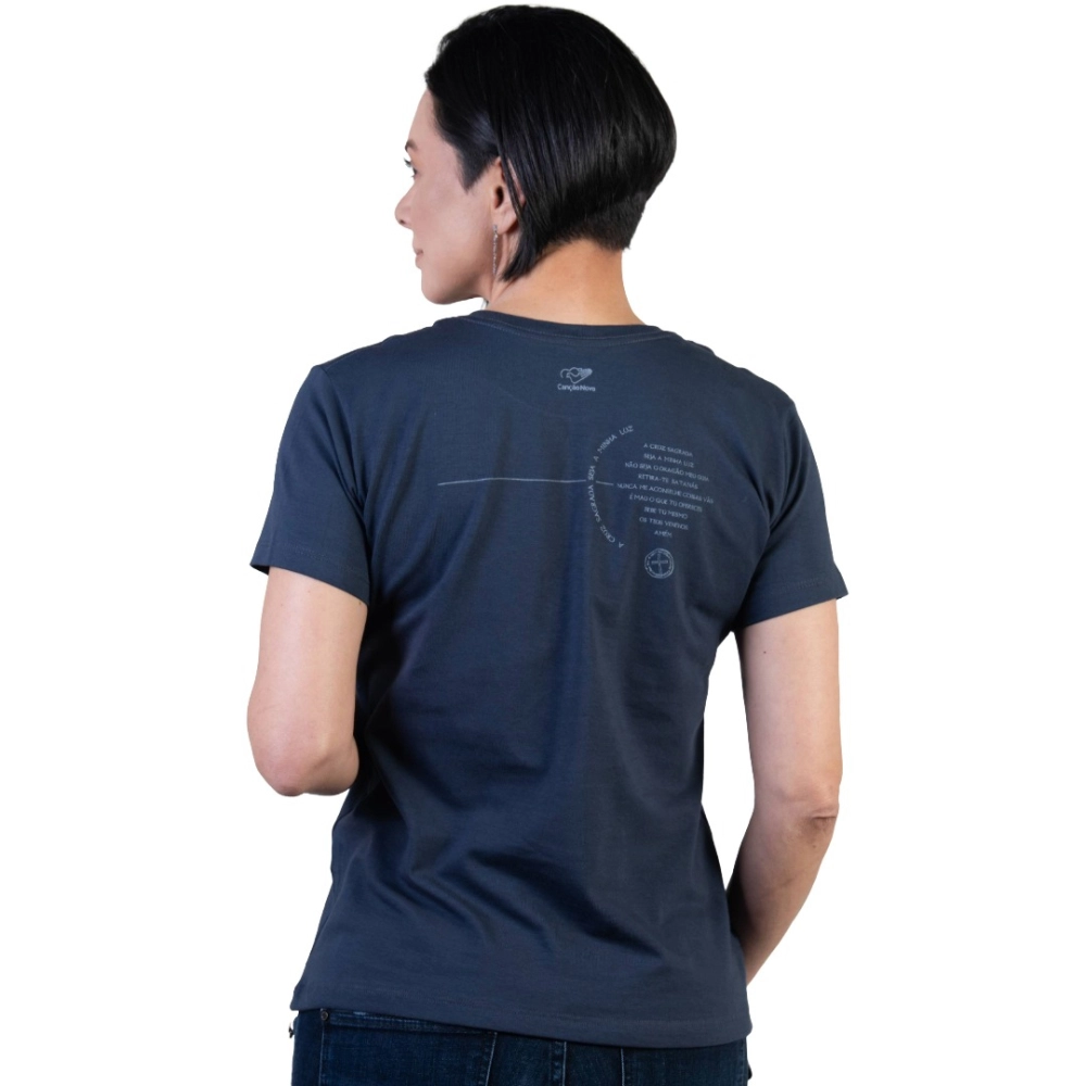 Baby Look Medalha das Duas Cruzes - Marinho Safira Baby Look Medalha das Duas Cruzes - Marinho Safira