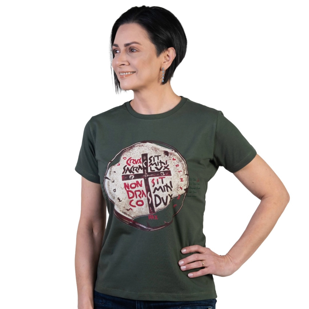 Baby Look Medalha das Duas Cruzes - Verde Militar Baby Look Medalha das Duas Cruzes - Verde Militar