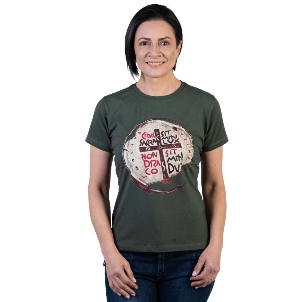 Baby Look Medalha das Duas Cruzes - Verde Militar Baby Look Medalha das Duas Cruzes - Verde Militar