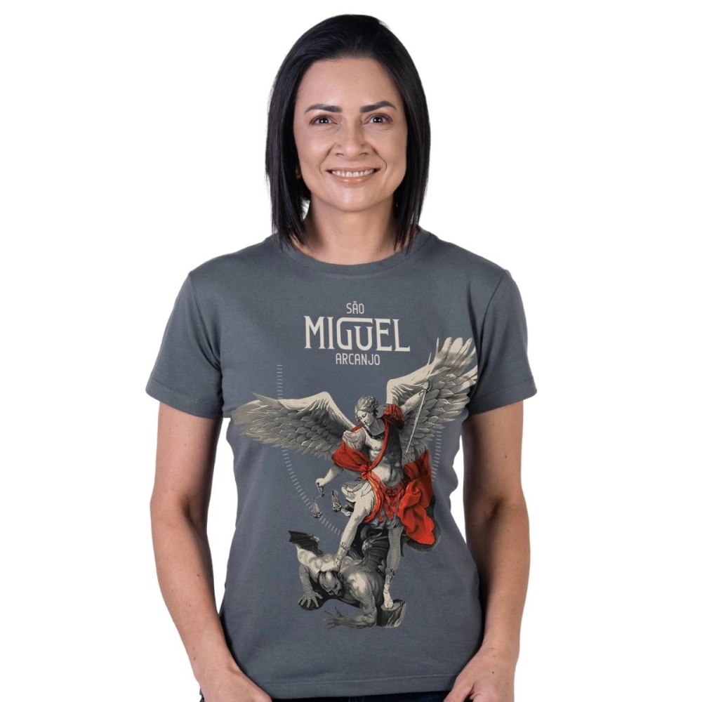 Baby Look São Miguel Arcanjo - Cinza Metal