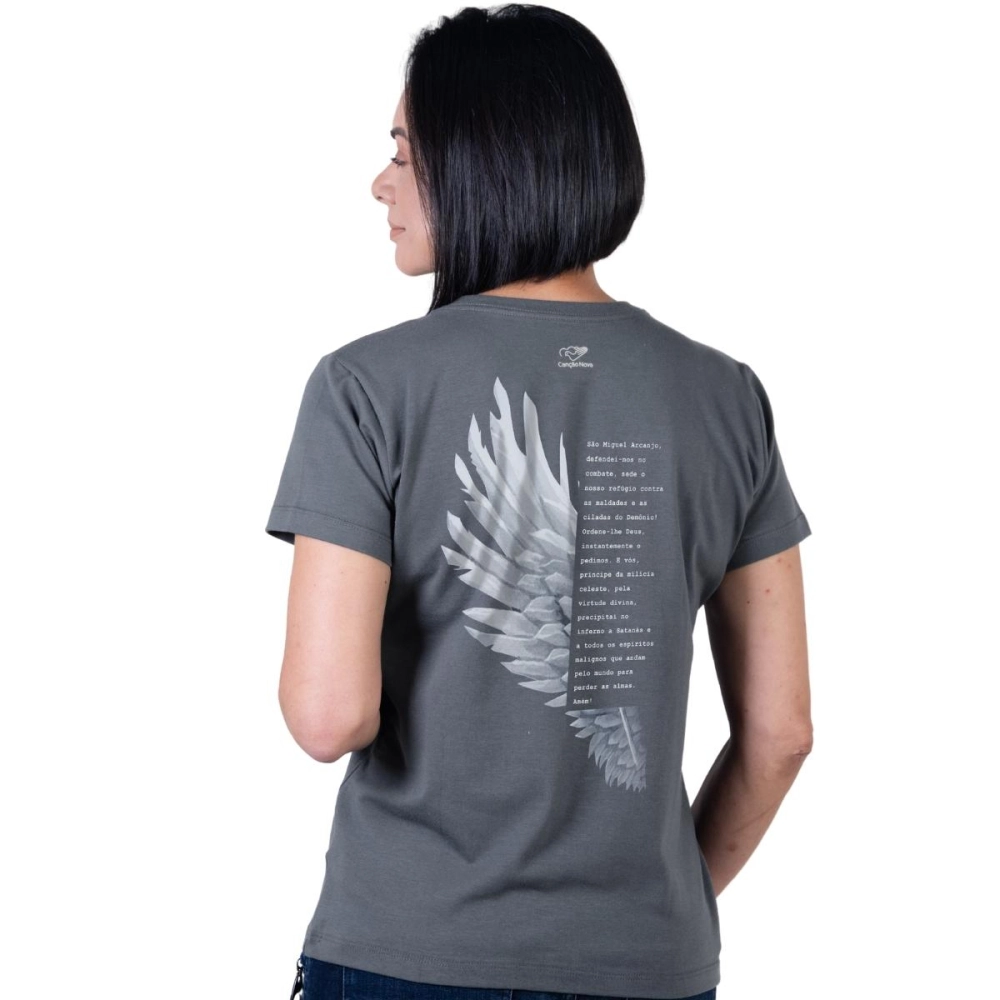 Baby Look São Miguel Arcanjo - Cinza Metal