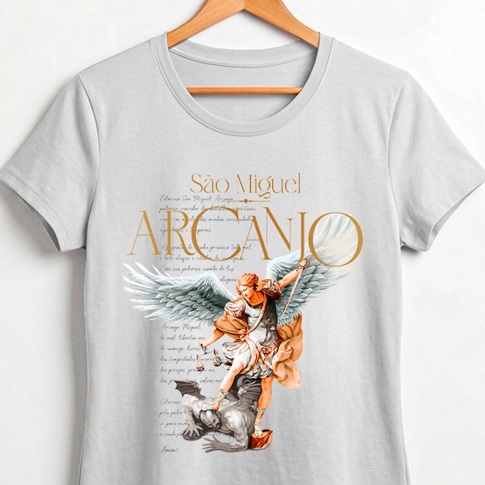 Baby Look São Miguel Arcanjo - Cinza Cloud