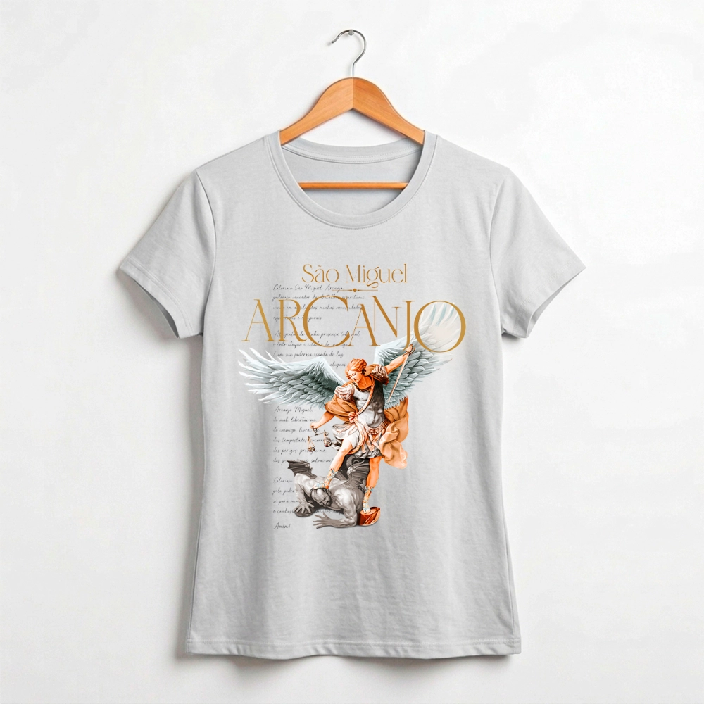 Baby Look São Miguel Arcanjo - Cinza Cloud