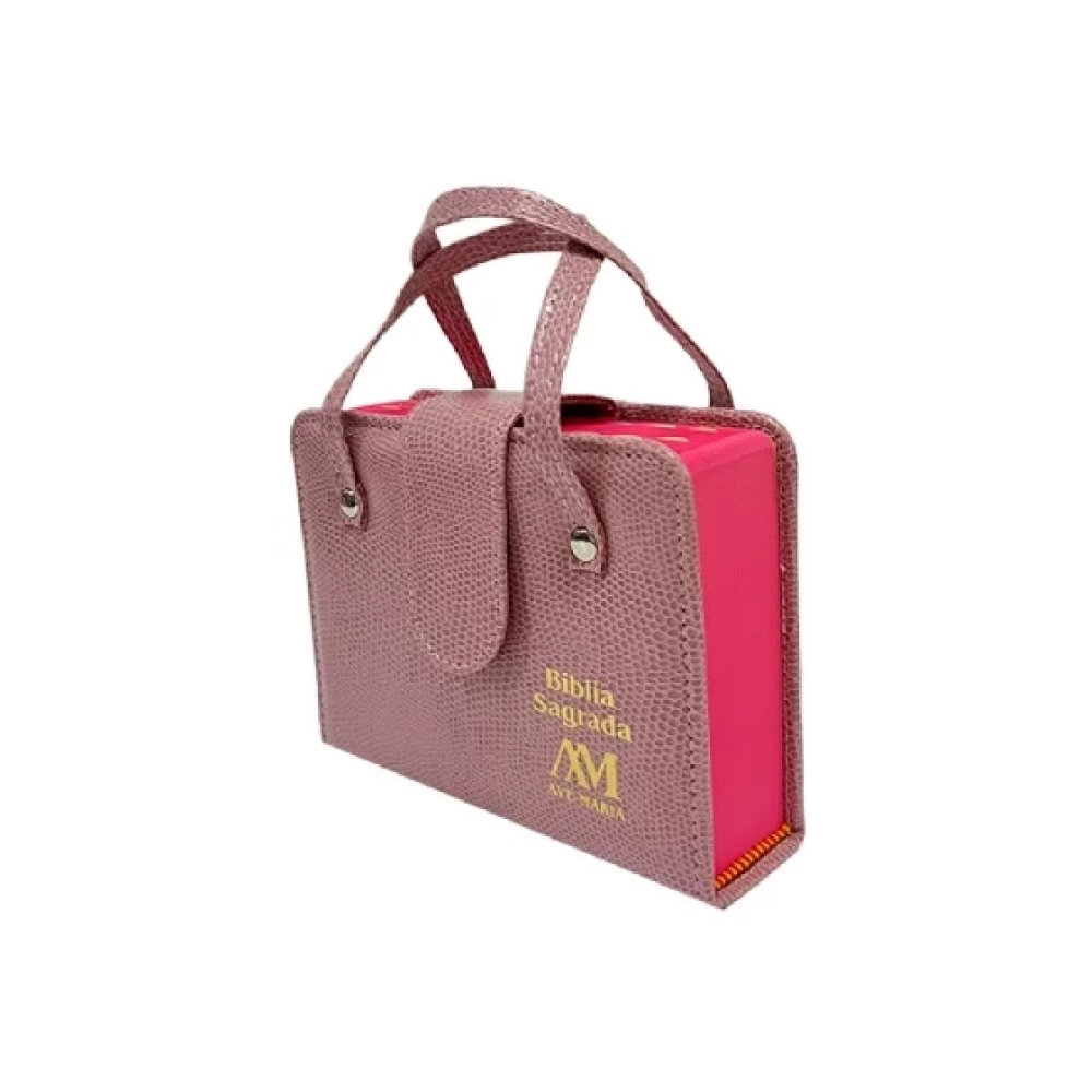 Bíblia Sagrada Ave Maria - Bolsa com Alça Rosa