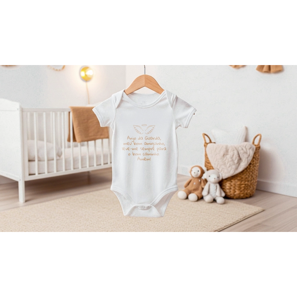 Body Infantil Manga Curta Anjo da Guarda Body Infantil Manga Curta Anjo da Guarda