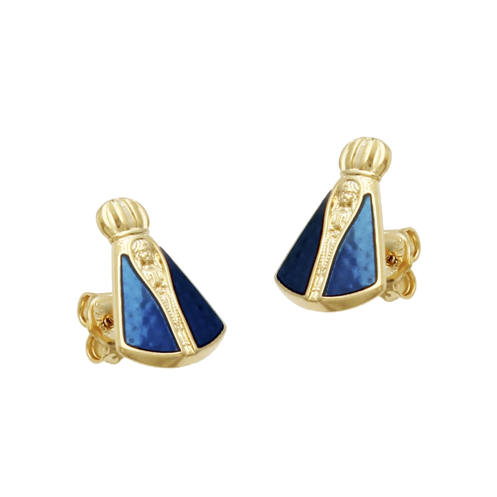 Brinco Nossa Senhora Aparecida Manto Azul - Semijoia