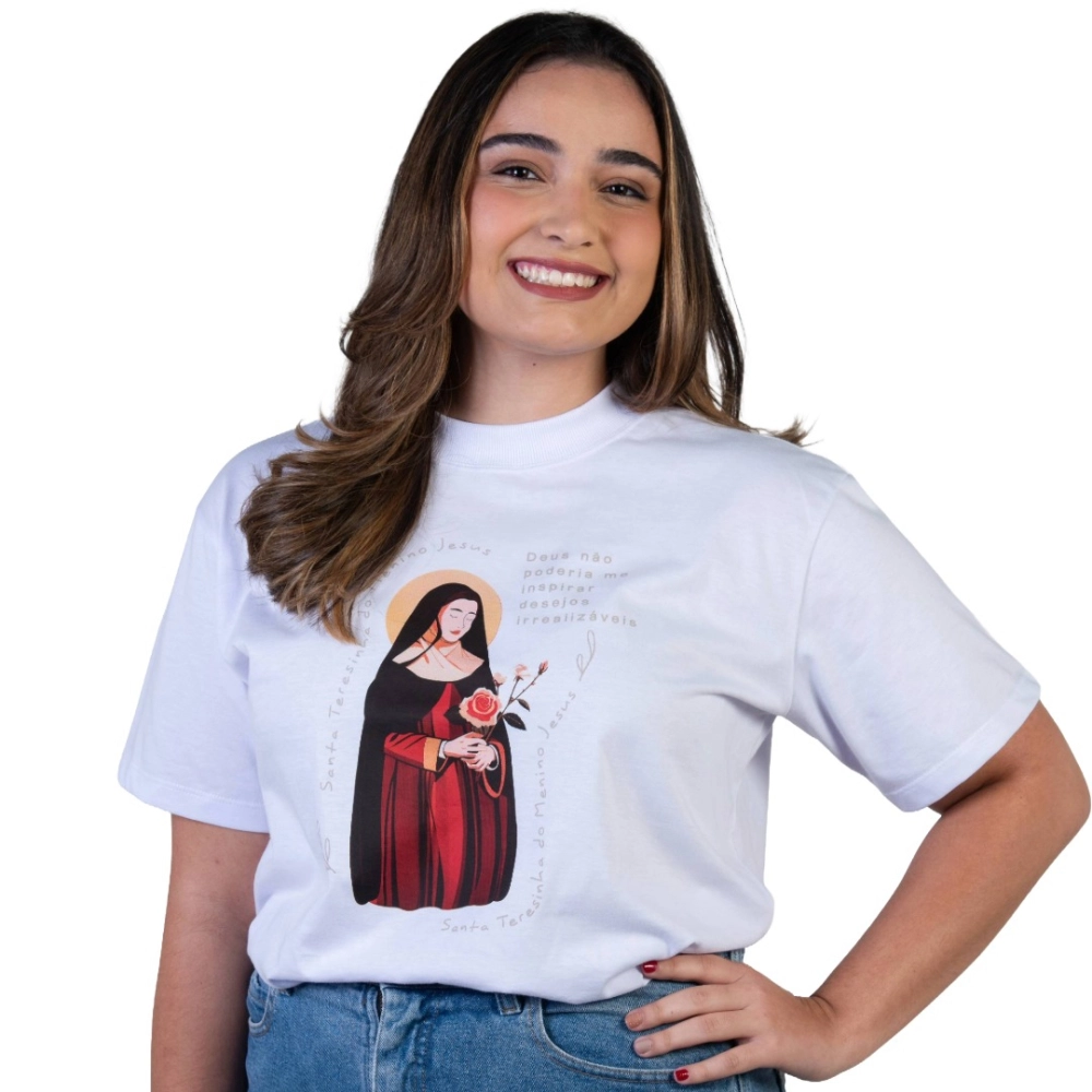 Camiseta Feminina Deus não Poderia me Inspirar Desejos Irrealizáveis - Santa Teresinha 