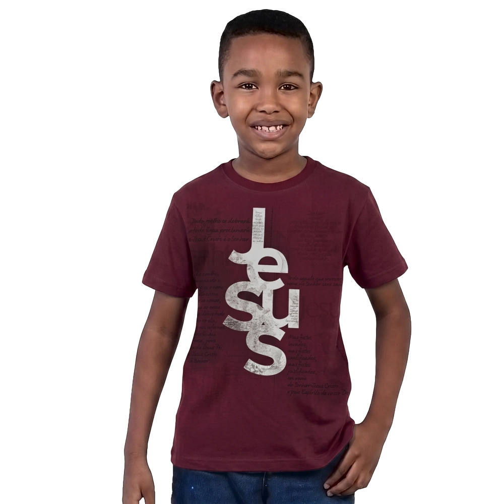 Camiseta Infantil Nome de Jesus - Bordô