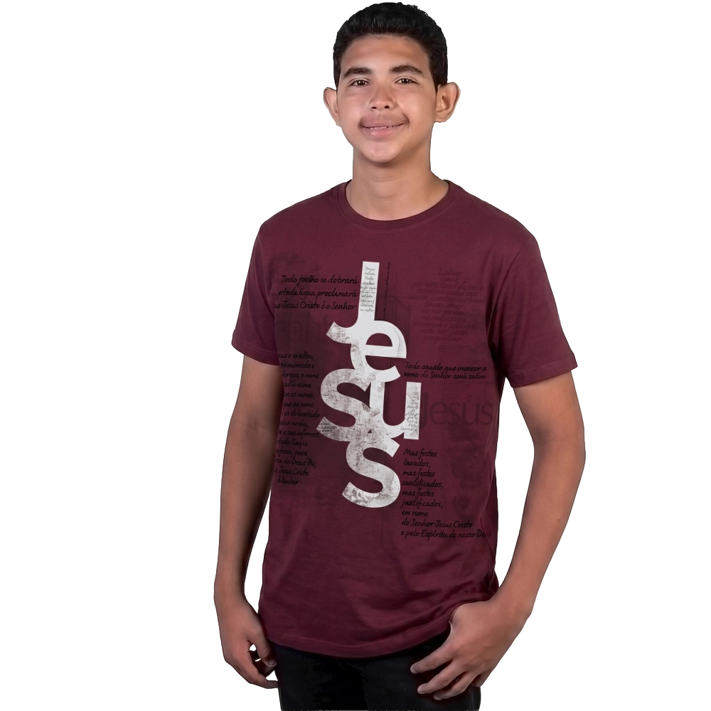 Camiseta Juvenil Nome de Jesus - Bordô