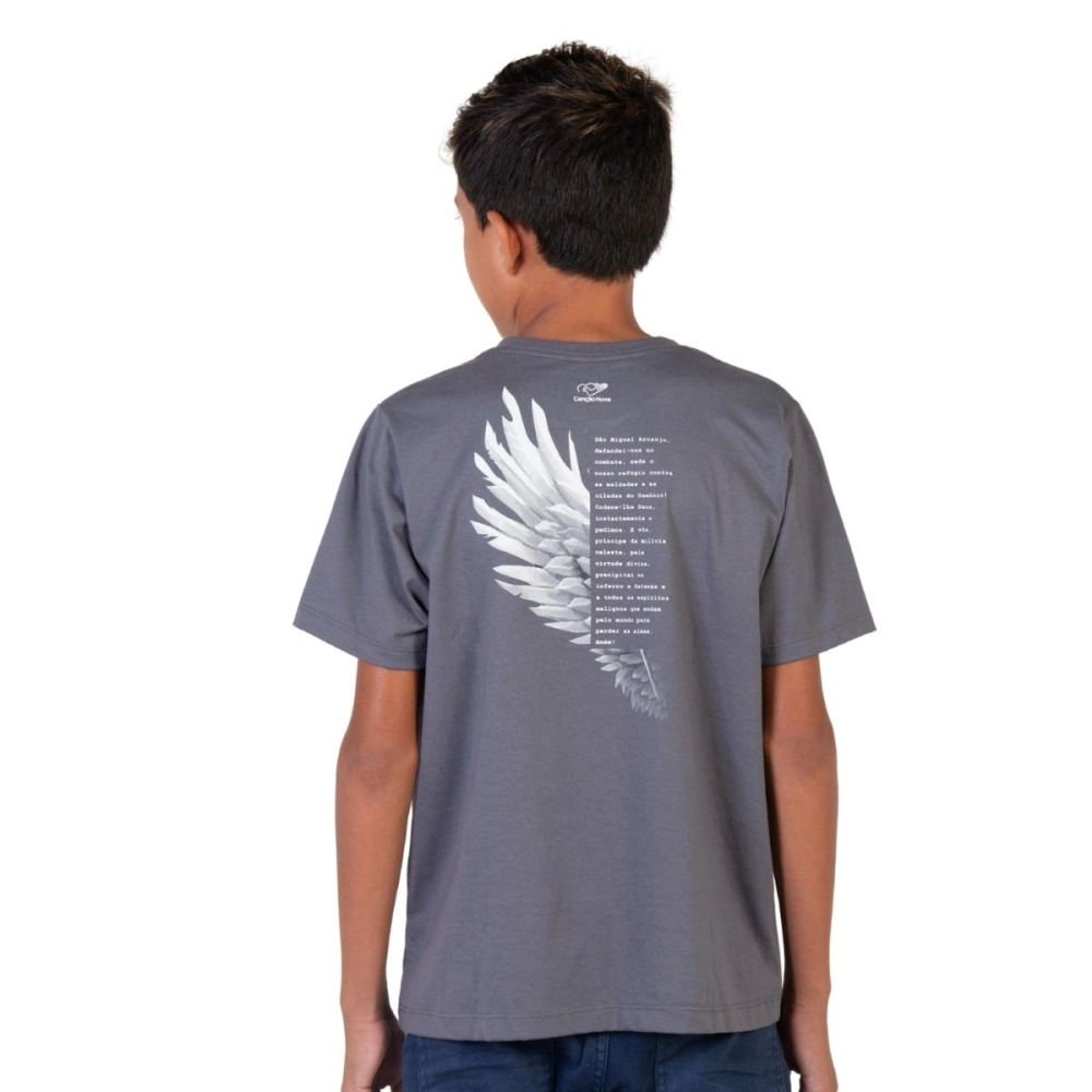 Camiseta Juvenil São Miguel Arcanjo - Cinza Metal