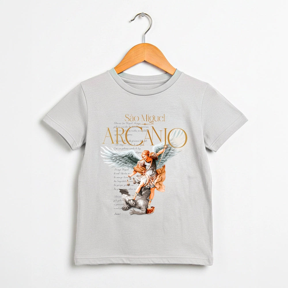 Camiseta Juvenil São Miguel Arcanjo - Cinza Cloud Camiseta Juvenil São Miguel Arcanjo - Cinza Cloud