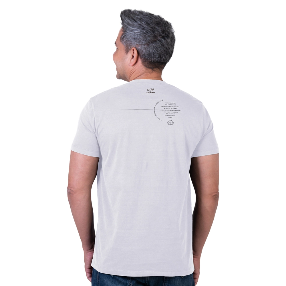 Camiseta Slim Medalha das Duas Cruzes - Branco