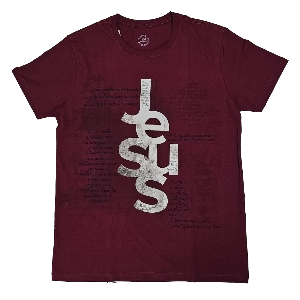 Camiseta Slim Nome de Jesus - Bordô Camiseta Slim Nome de Jesus - Bordô
