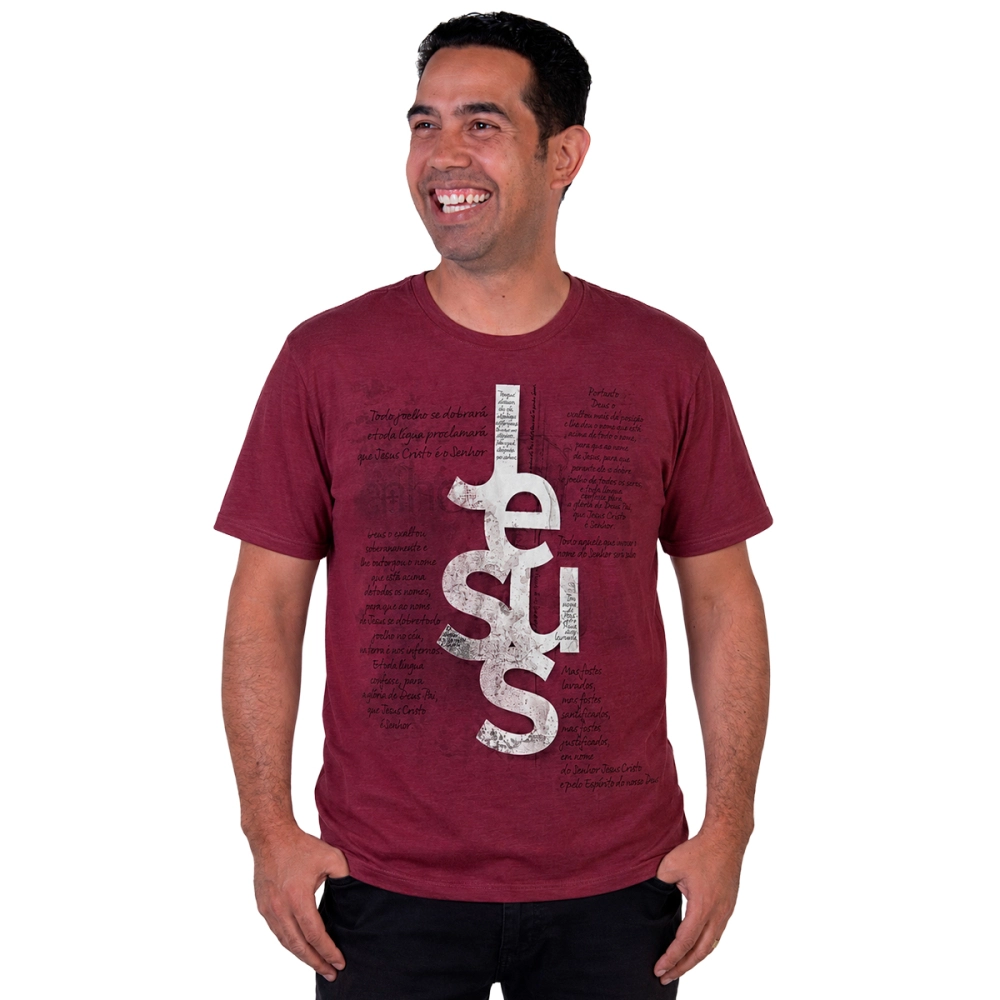 Camiseta Slim Nome de Jesus - Bordô Camiseta Slim Nome de Jesus - Bordô