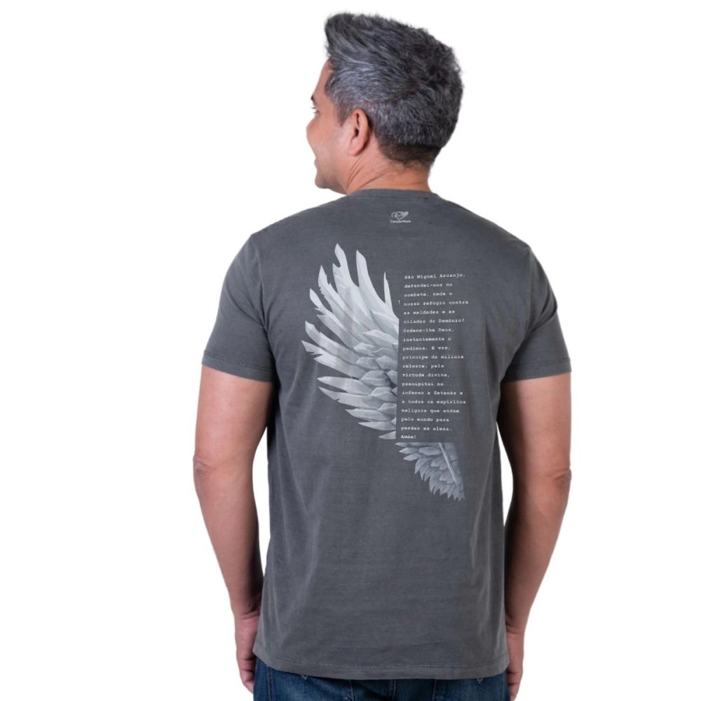 Camiseta Slim São Miguel Arcanjo - Cinza Metal Camiseta Slim São Miguel Arcanjo - Cinza Metal