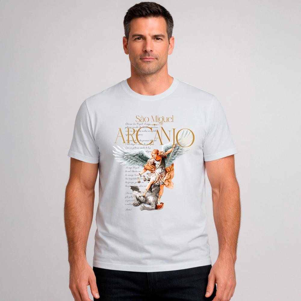 Camiseta Slim São Miguel Arcanjo - Cinza Cloud