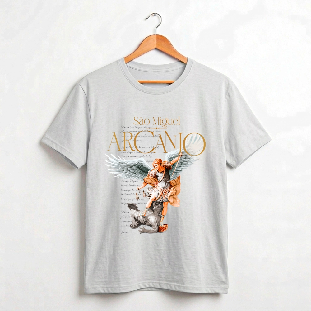 Camiseta Slim São Miguel Arcanjo - Cinza Cloud