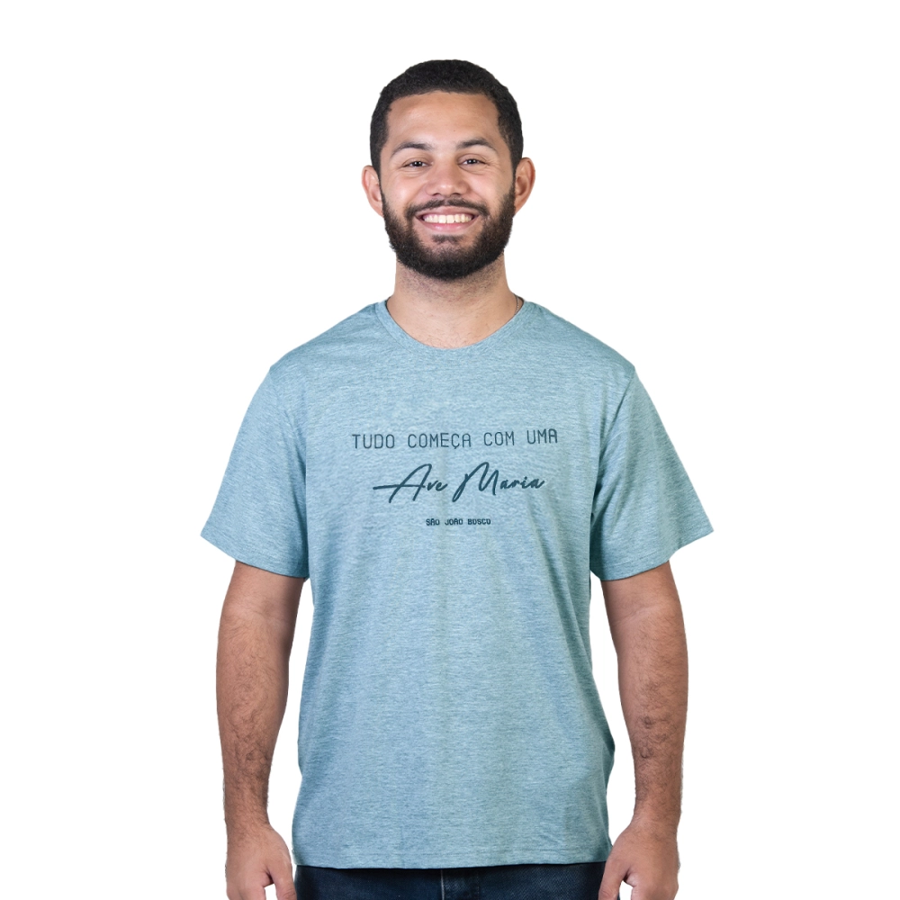 Camiseta Tudo Começa com uma Ave Maria Camiseta Tudo Começa com uma Ave Maria