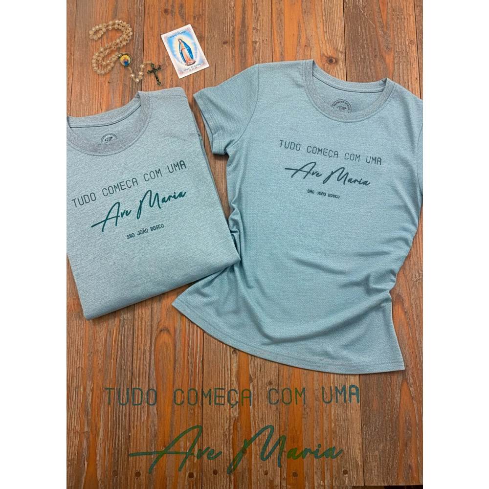 Camiseta Tudo Começa com uma Ave Maria Camiseta Tudo Começa com uma Ave Maria