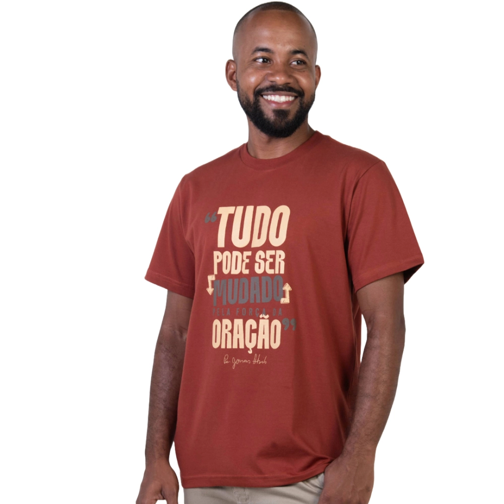 Camiseta Tudo Pode Ser Mudado Pela Força da Oração - Padre Jonas Abib Camiseta Tudo Pode Ser Mudado Pela Força da Oração - Padre Jonas Abib