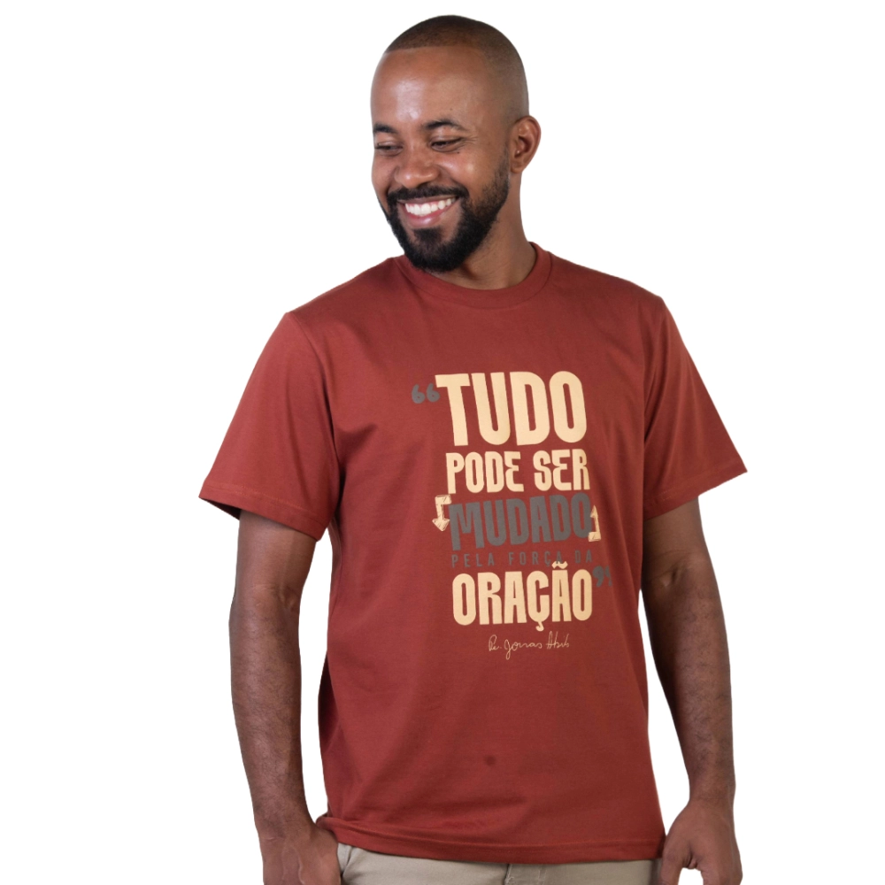 Camiseta Tudo Pode Ser Mudado Pela Força da Oração - Padre Jonas Abib Camiseta Tudo Pode Ser Mudado Pela Força da Oração - Padre Jonas Abib