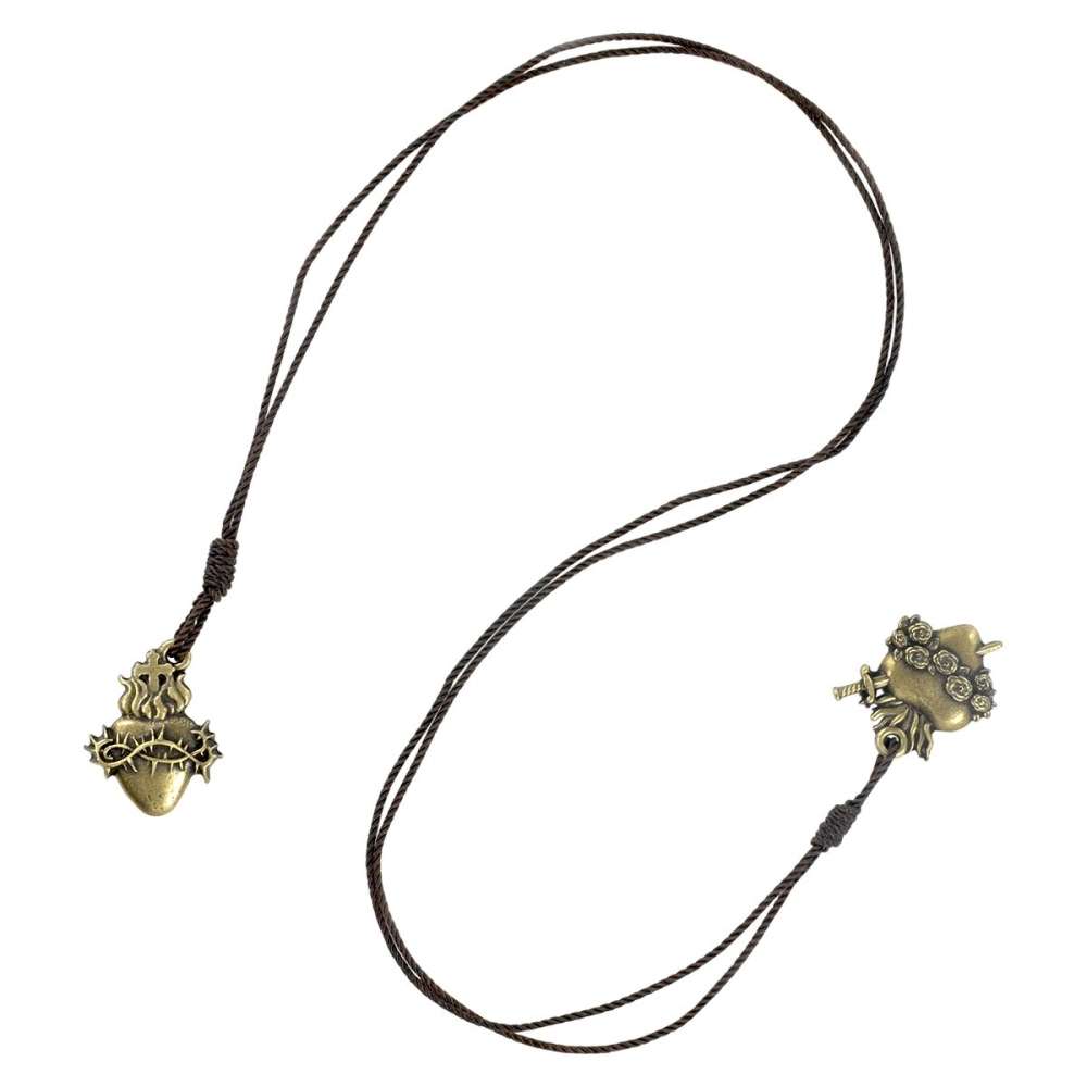 Colar Duplo Sagrado Coração de Jesus e Imaculado Coração de Maria Colar Duplo Sagrado Coração de Jesus e Imaculado Coração de Maria