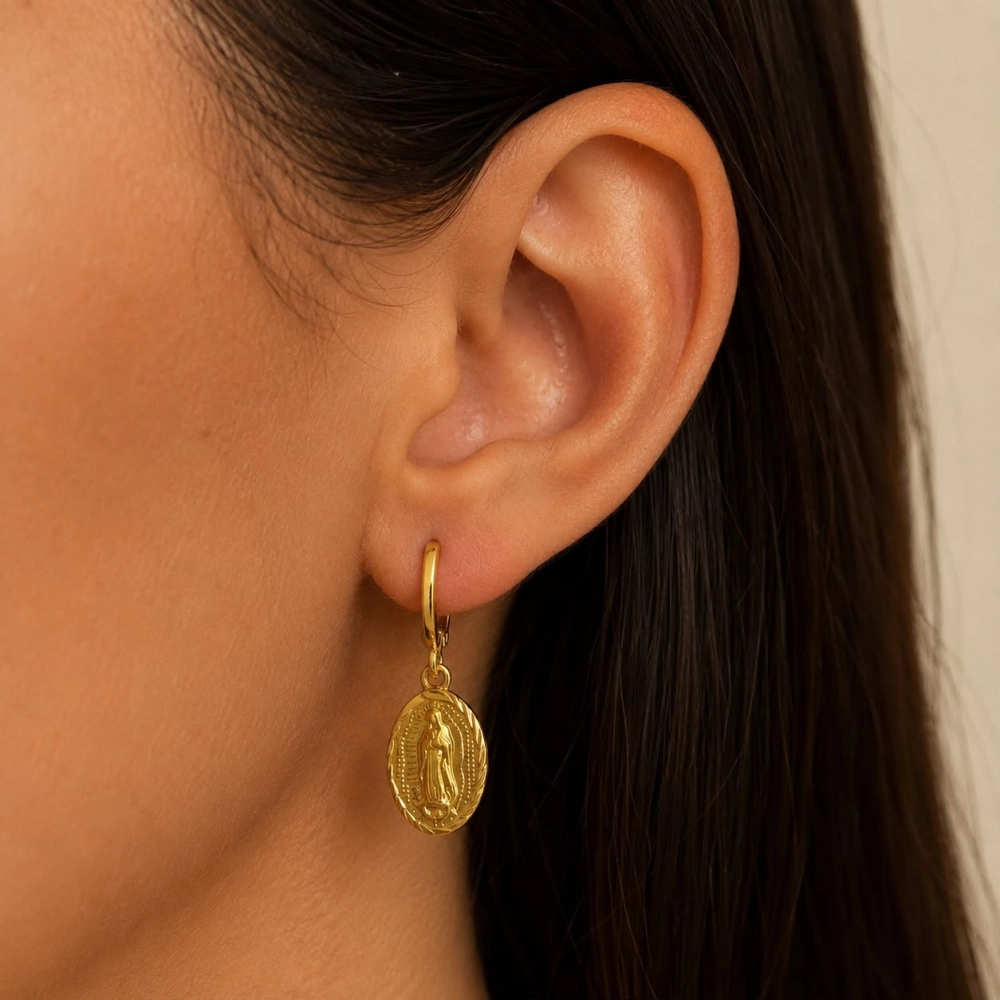 Conjunto Corrente e Brinco Nossa Senhora de Guadalupe Conjunto Corrente e Brinco Nossa Senhora de Guadalupe