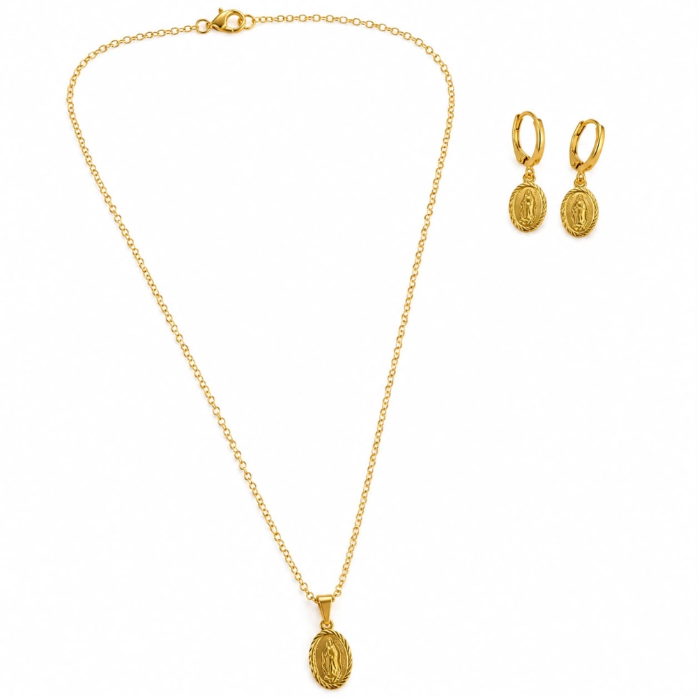 Conjunto Corrente e Brinco Nossa Senhora de Guadalupe Conjunto Corrente e Brinco Nossa Senhora de Guadalupe