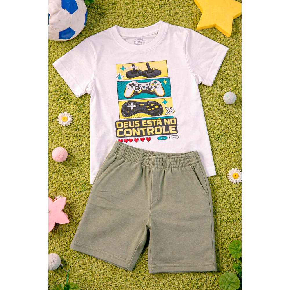 Conjunto Infantil Masculino Deus Está no Controle