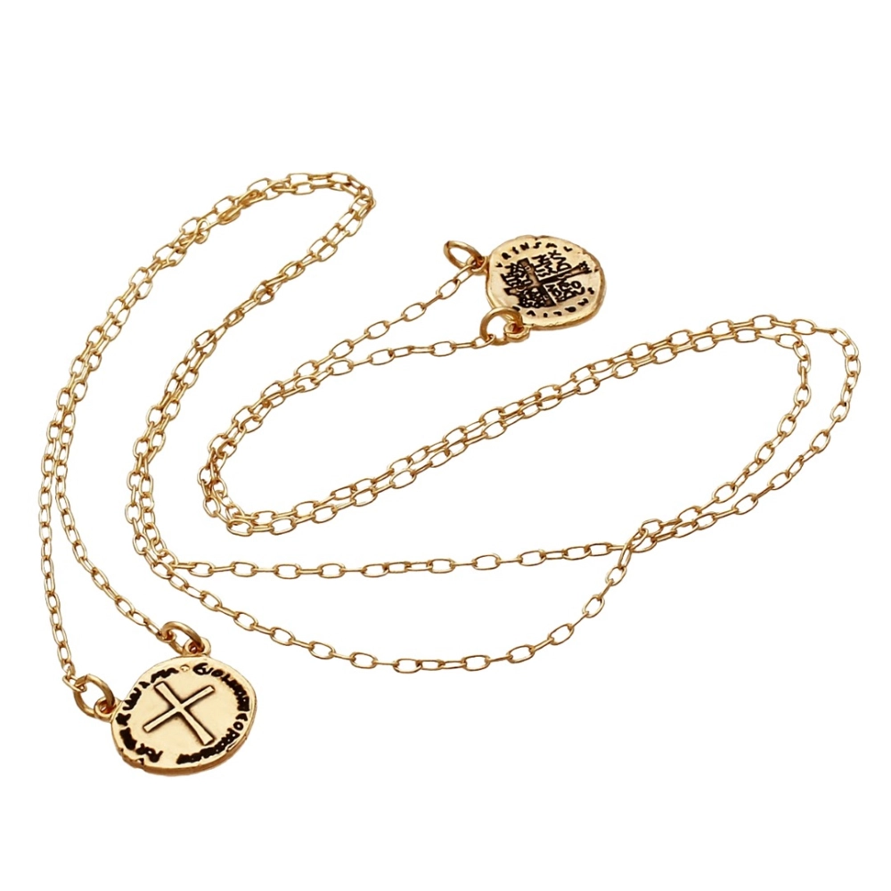 Corrente com Dupla Medalha das Duas Cruzes - Semijoia Corrente com Dupla Medalha das Duas Cruzes - Semijoia