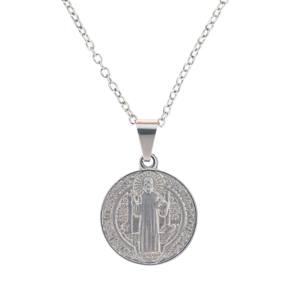 Corrente Medalha de São Bento Prateada Corrente Medalha de São Bento Prateada