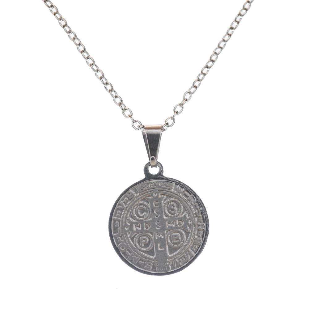 Corrente Medalha de São Bento Prateada Corrente Medalha de São Bento Prateada