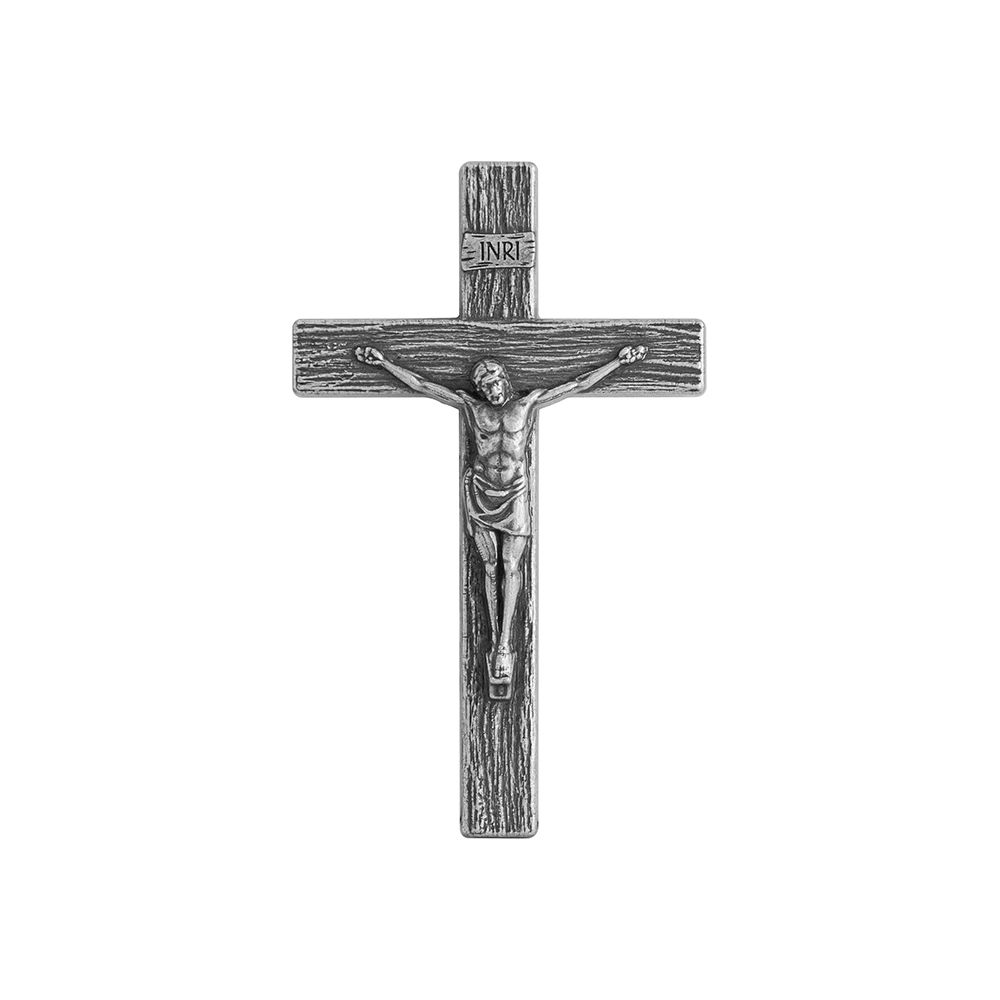 Crucifixo de Metal - Prata Velha 9 cm
