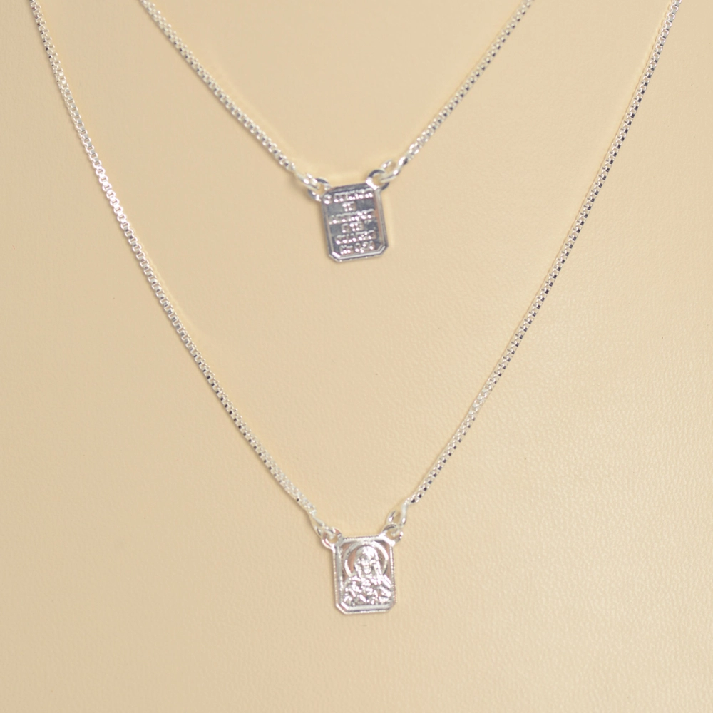 Escapulário Nossa Senhora do Carmo Prateado