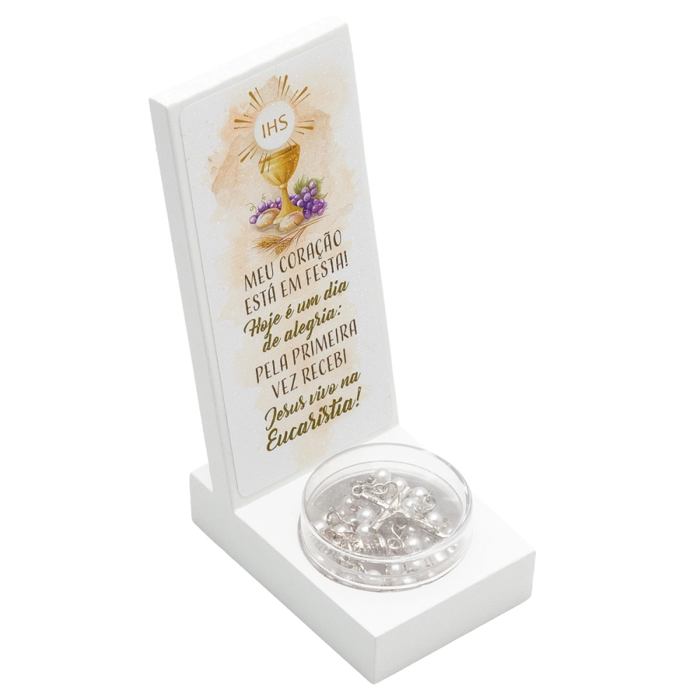 Lembrança Madeira com Terço Primeira Eucaristia Lembrança Madeira com Terço Primeira Eucaristia