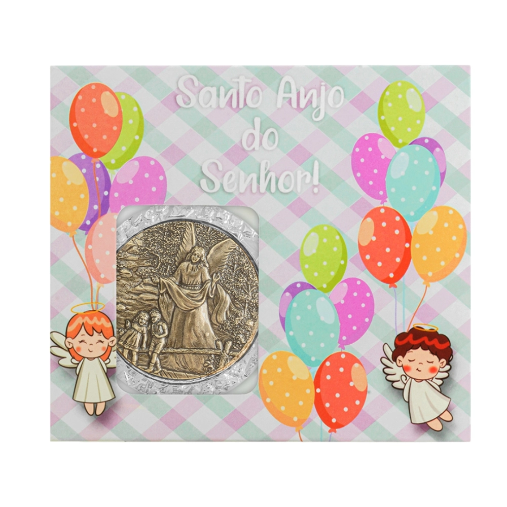 Medalhão de Berço Anjo da Guarda Prata Velha Medalhão de Berço Anjo da Guarda Prata Velha