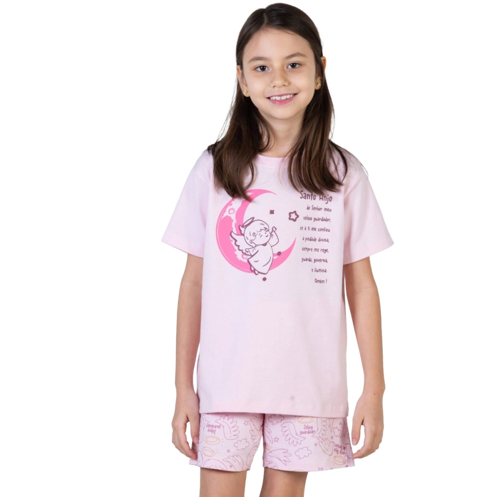Pijama Infantil Anjo da Guarda - Rosa Pijama Infantil Anjo da Guarda - Rosa