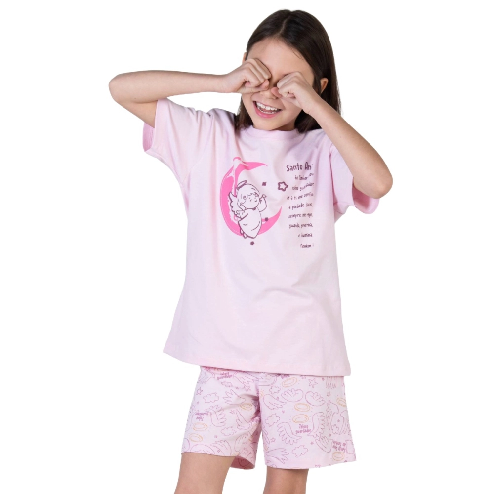 Pijama Infantil Anjo da Guarda - Rosa Pijama Infantil Anjo da Guarda - Rosa