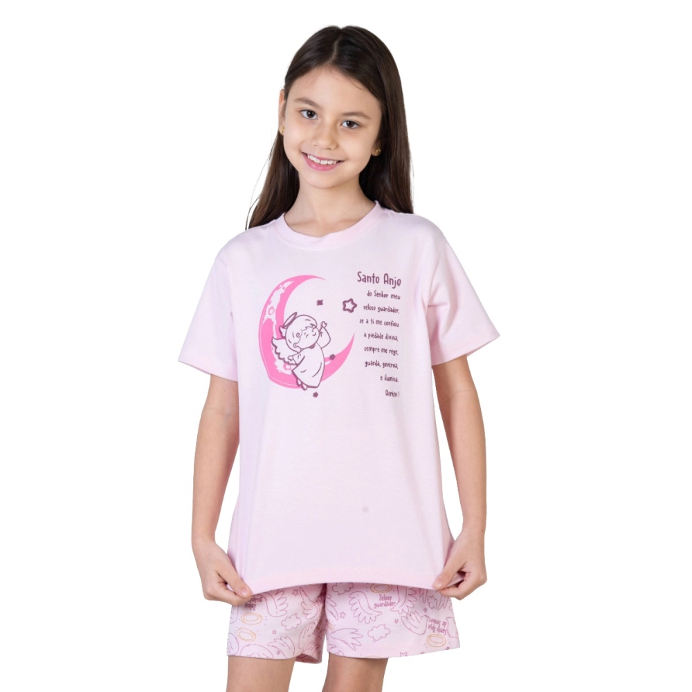 Pijama Infantil Anjo da Guarda - Rosa Pijama Infantil Anjo da Guarda - Rosa