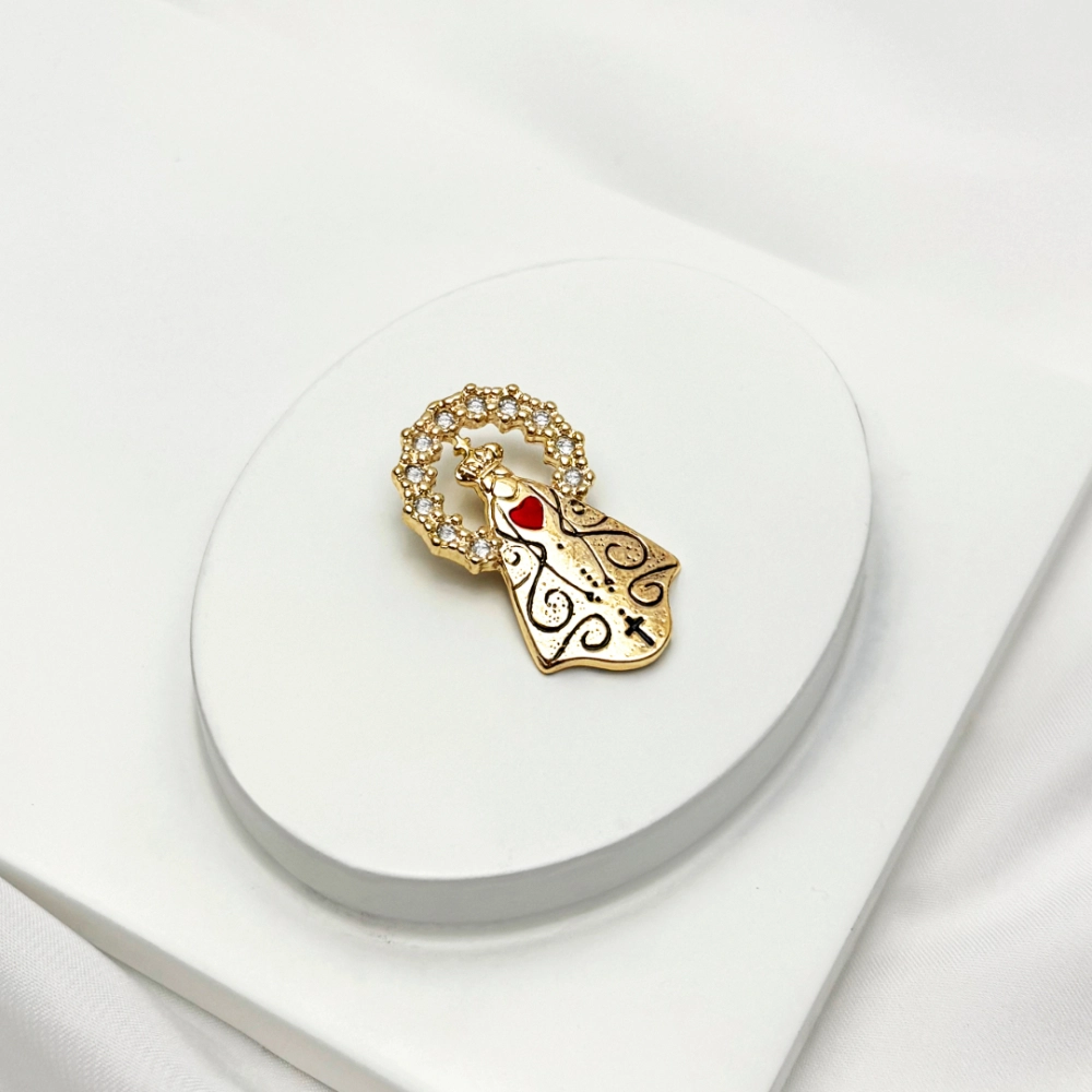 Pingente Nossa Senhora Aparecida Silhueta com Zircônia  - Semijoia Pingente Nossa Senhora Aparecida Silhueta com Zircônia  - Semijoia